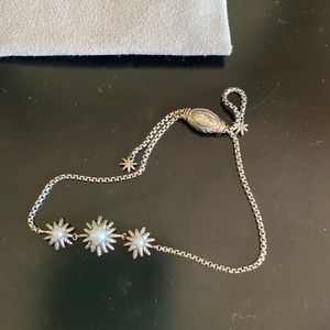 David Yurman silver bracelet with pearls.